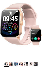 Smart Watch 1.85in Silver Metal Case Purple Silicone Band Bluetooth Call IP68