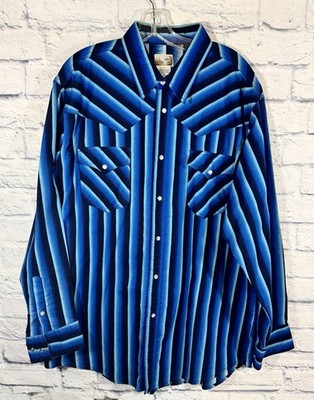 Vtg Express Rider Men's XL Western Shirt Pearl Snap Striped Color Block