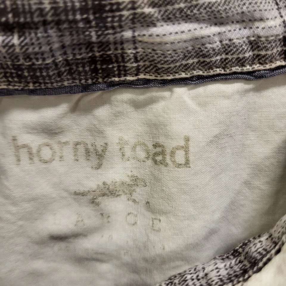 Camisa con botones a cuadros Horny Toad para hombre talla grande blanca y gris manga larga informal Foto 3 de 4