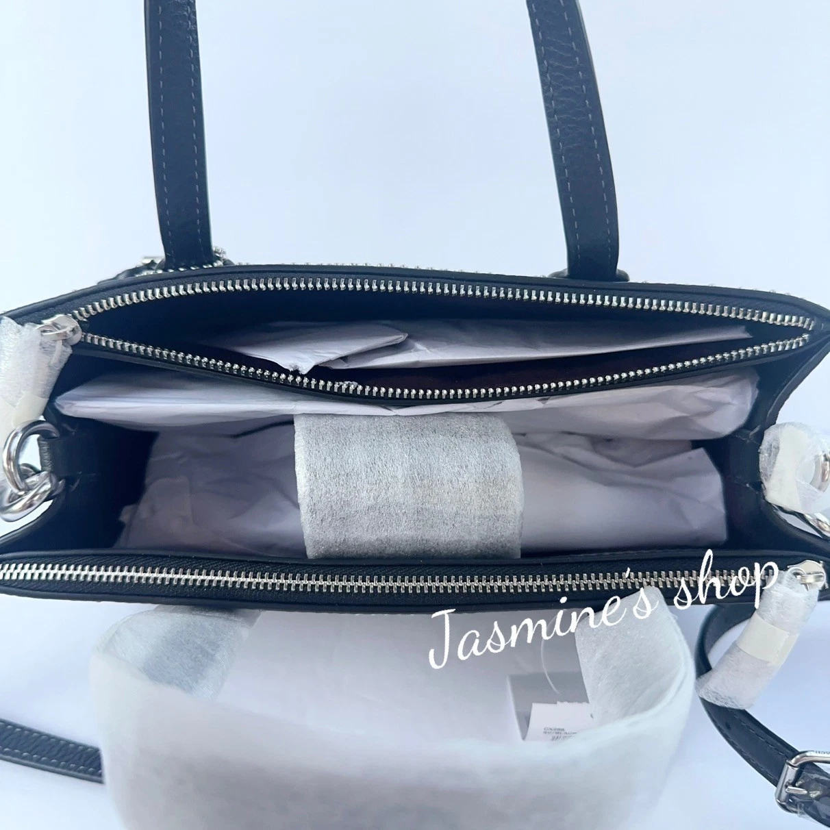 Borsa Coach Nina piccola nuova con etichetta con rivetti firmati CX266 nera