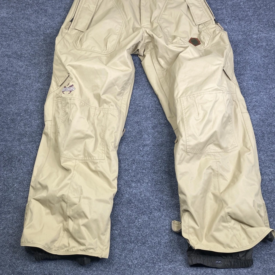 Burton Ronin Snow Pants Mens Medium Tan Waterproof Cargo Vented Snowboard Nylon - Image 3 of 4