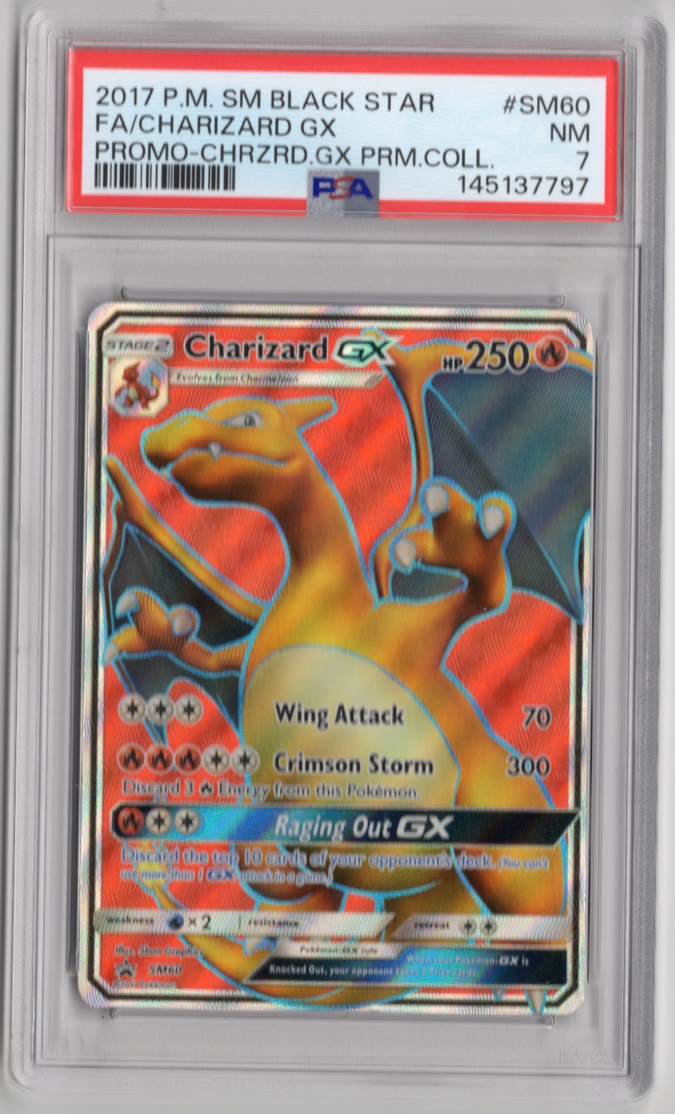 Charizard GX SM60 - 2017 Pokemon Sun & Moon Black Star Promo - PSA 7