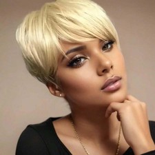 Short Blonde Wig Human Hair Pixie Cut Wigs for Black Women