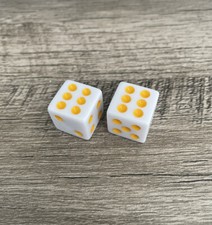 2X White Yellow Dice Valve Stem Caps Cap Cover Car Truck Bike Motorcycle Bicycle