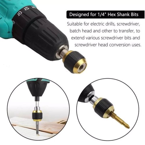 1Pc 1/4" Hex Shank Quick Release Screwdriver Drill Bit Holder Extension Tool DIY - Picture 11 of 12