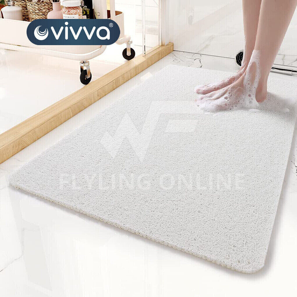 VIVVA Bathroom Bath Mat Anti Slip Loofah Carpet Shower Rug Water Drains