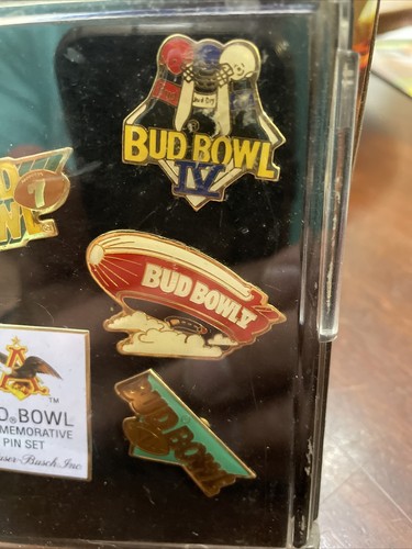 Anheuser Busch Budweiser Bud Bowl Commemorative Pins Set of 8 - Picture 4 of 4