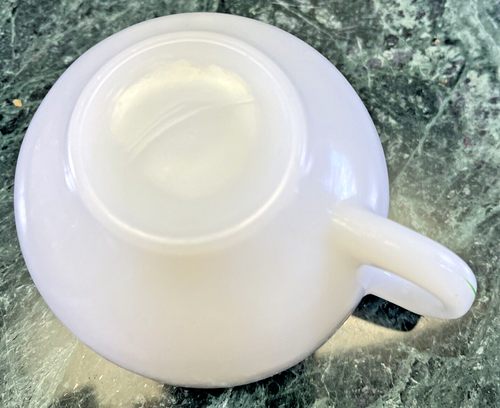Vintage Hazel Atlas Moderntone Platonite White Green Stripe Cup 2 1/4" T x 3 1/2 - Picture 4 of 5