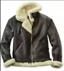 Men's B3 RAF Aviator Artificial Shearling Brown Sheepskin Leather Bomber Jacket