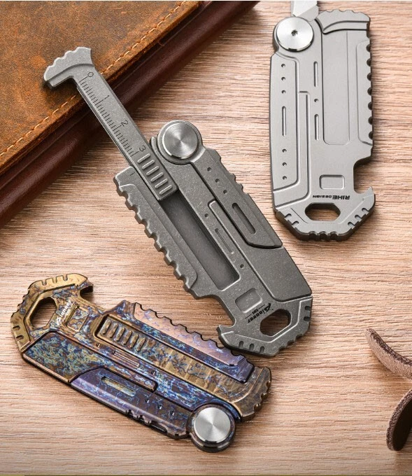 Titanium Multi Portable EDC Tools Card Bottle Opener Folding Knife Simple Ruler - Imagem 2 de 4