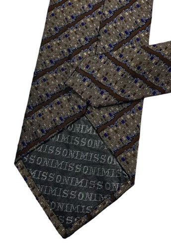 MISSONI Silk Tie ITALY Brown Purple Geometric W:3.6" EUC - Picture 4 of 4