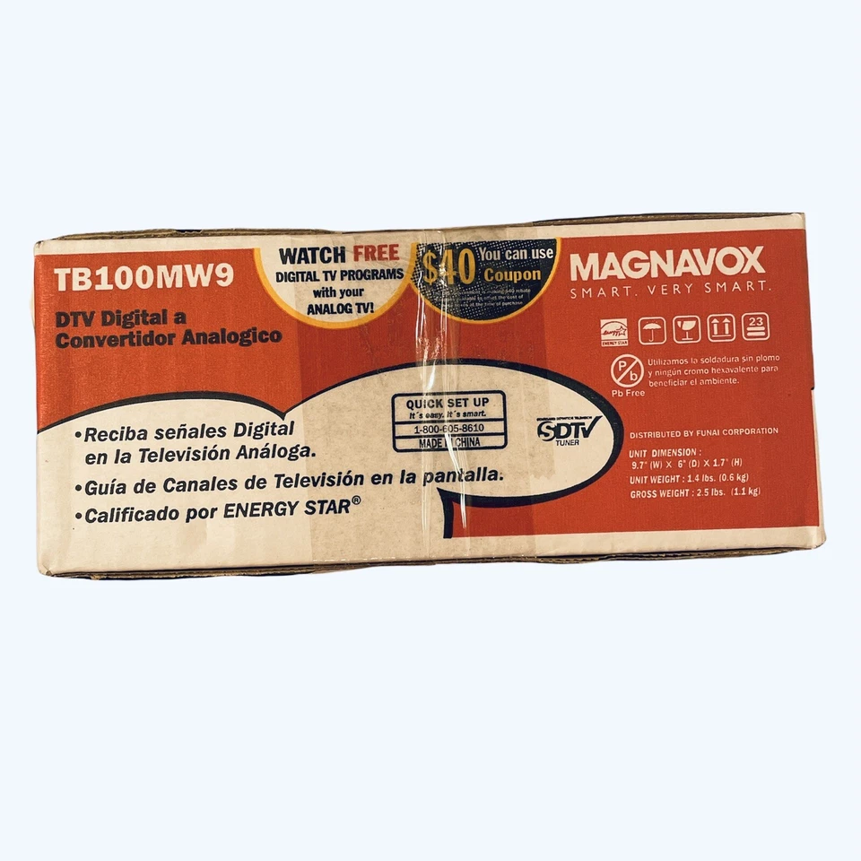 NEW Magnavox TV Convertor Box SDTV Digital to Analog TV W/Remote MODEL TB100MW9 - Image 3 of 4