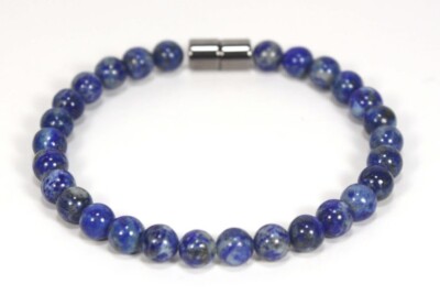 Natural Lapis Lazuli Smooth Round Gemstone Beaded Bracelets 6-8'' Men & Women