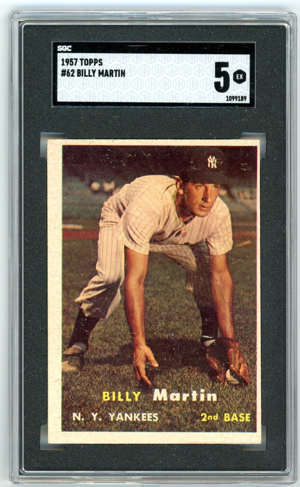 1957 Topps BILLY MARTIN New York Yankees #62 SGC 5 EX Condition