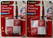 Scotch Foam Double-Sided Removable Mounting Squares 1" 16/Pk - 3M #108 Pack of 2