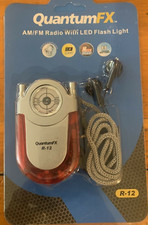 Quantum FX R-12: AM/FM Radio w/ LED Flashlight, Belt Clip  Neck Strap - Red