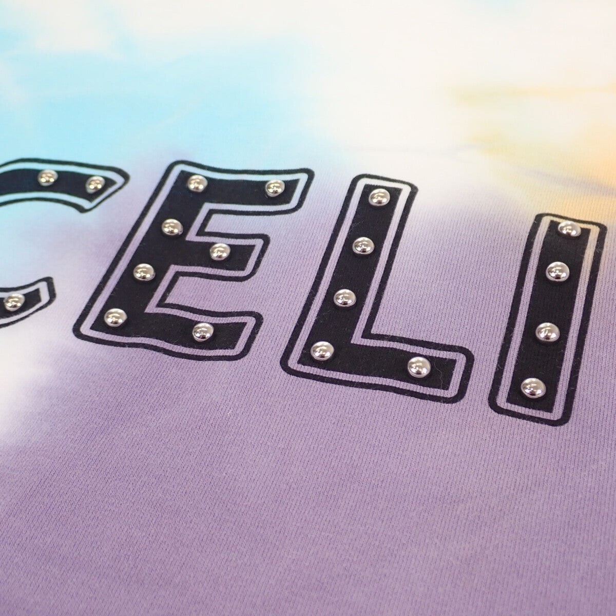 CELINE Studded Logo Tie Dye Loose T-shirt Cotton Multicolor CELINE Studded Logo Tie Dye Loose T-shirt Cotton Multicolor