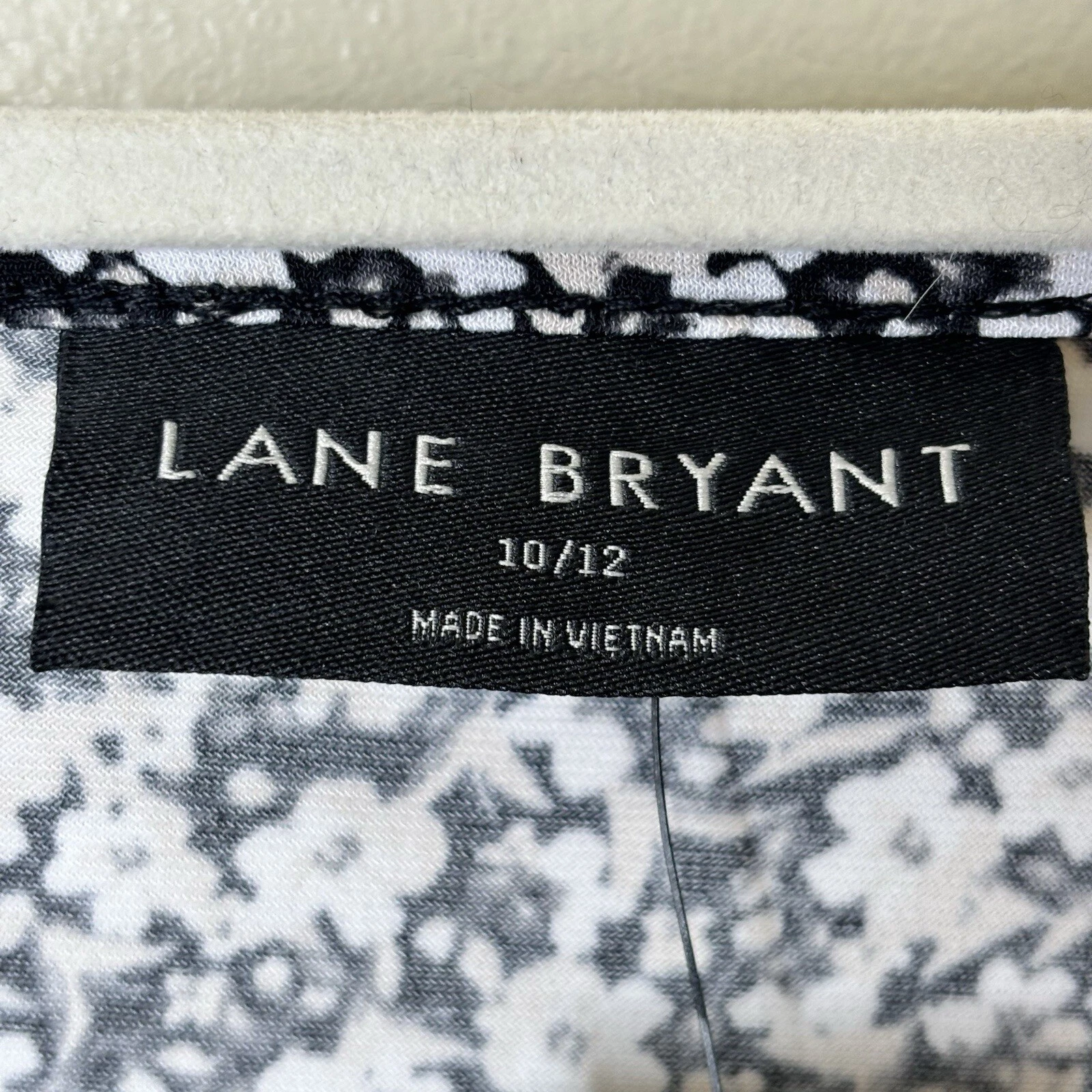 VETEMENTS Abito Lane Bryant tg 10 12 nero bianco viola floreale manica lunga increspato spacco midi