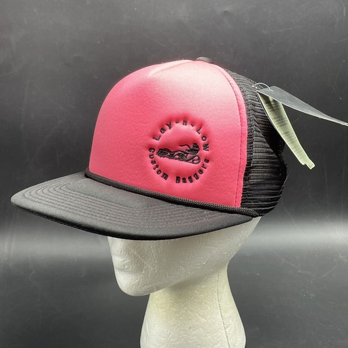Lay N Low Custom Baggers Motorcycle Shop Trucker Hat  Strapback Cap Pink Black