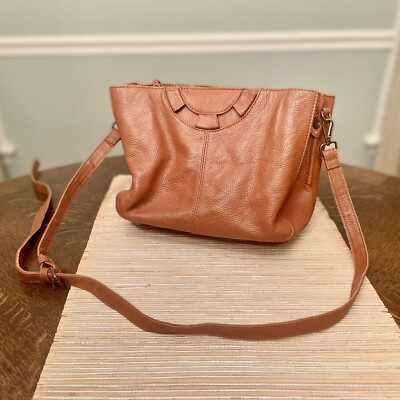 Rachel Roy Genuine Brown Leather Crossbody Handbag Satchel