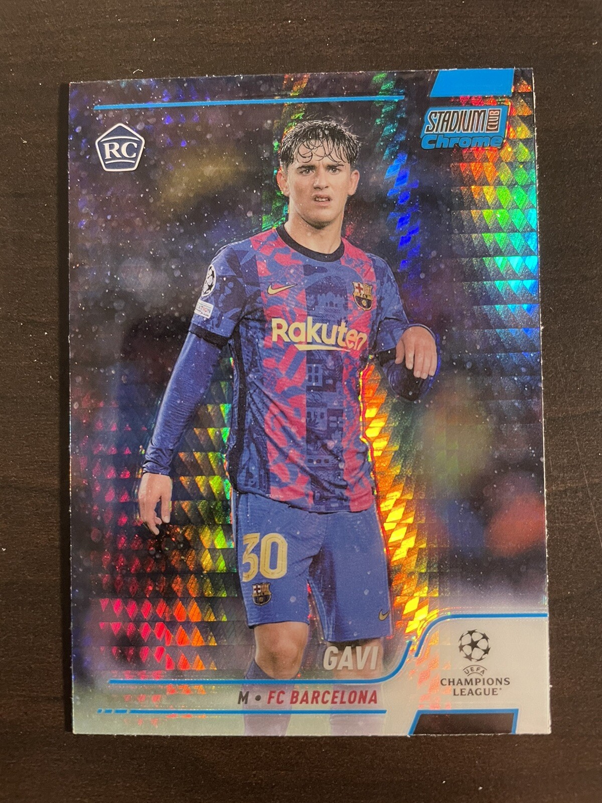 2021-22 Stadium Club Chrome UEFA Gavi Rookie Card RC Blue Prism Refractor #31