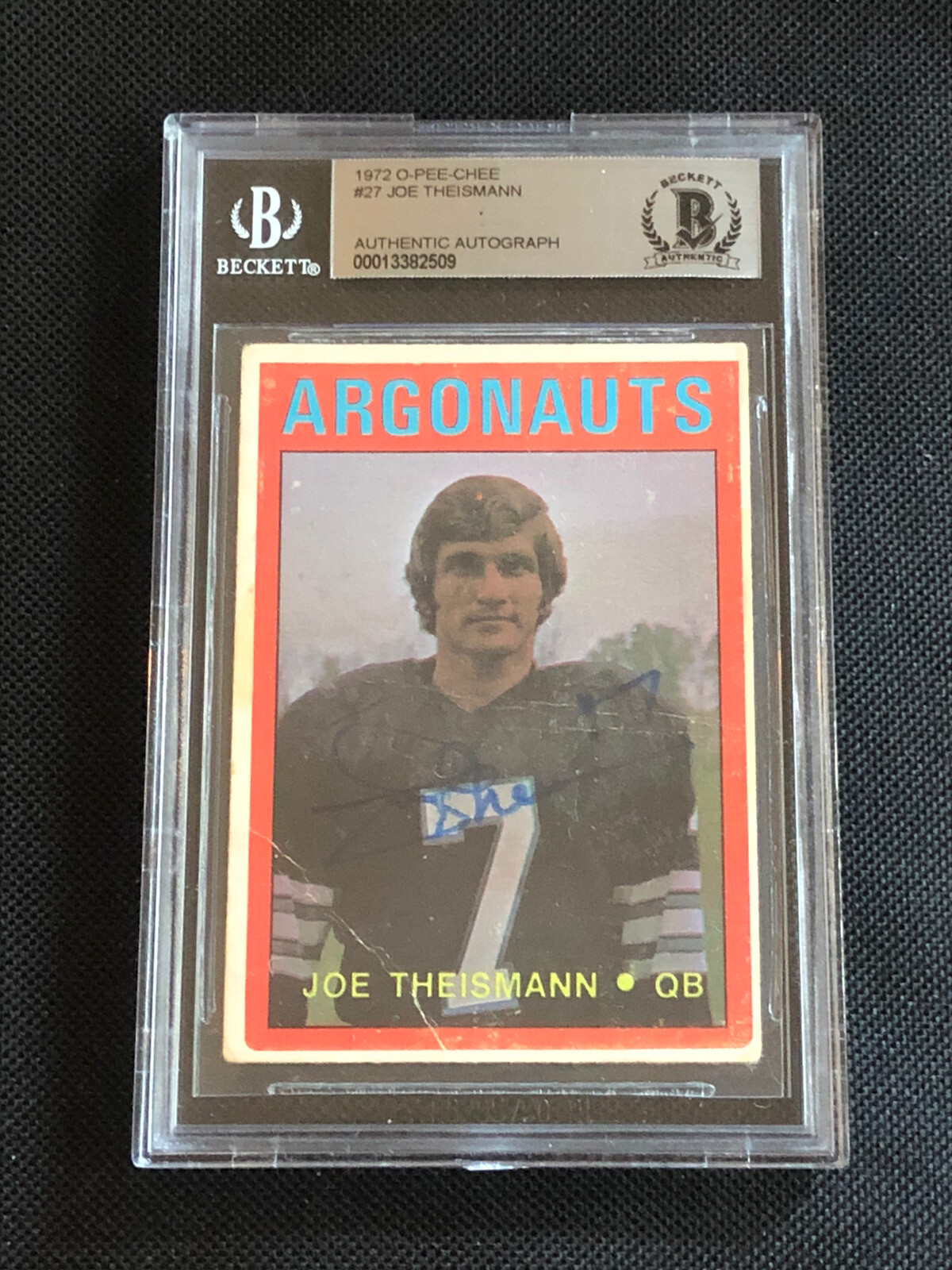 JOE THEISMANN 1972 O-PEE-CHEE SIGNED AUTOGRAPHED CARD BECKETT BAS AUTHENTIC 