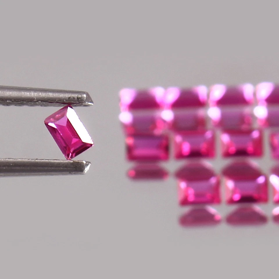 AAA Natural Impecable Birmania Rubí Suelto Baguette Piedras Preciosas Corte 3x2 MM Lote - 20 Piezas Foto 3 de 4