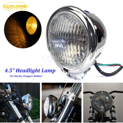 4 1/2'' 4.5'' Bates Style H4 Headlight Head Lamp for Harley Chopper Bobber Custom
