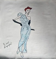 Karl Signed Fashion Oil Illustration on Canvas - German- American Art
