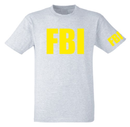 FBI Fancy dress costume t-shirt with FBI arm print - STAG Joke Gimmick T Shirt - Picture 12 of 14