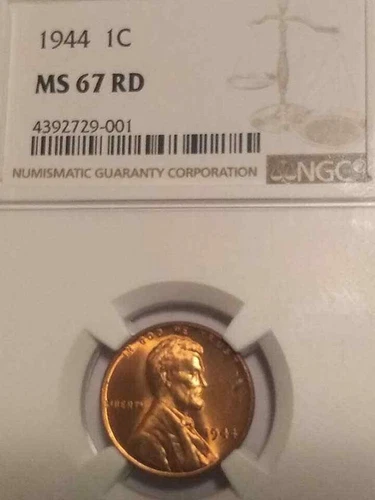 1944 NGC GRADED MS67 RED LINCOLN WHEAT CENT NGC 67 RED GEM BEAUTY BUY IT NOW!