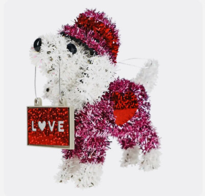 VALENTINE'S Day TABLE TOP 3D TINSEL Dog  8 Inches TallAl Love