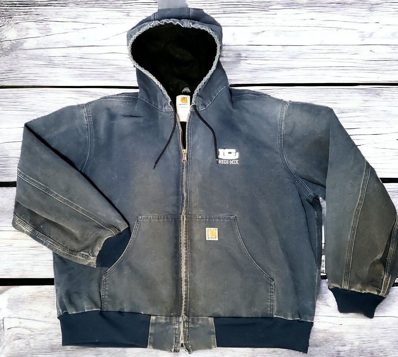 VTG Carhartt Duck Thermal Coat Lined Hood Zip Jac… - image 1