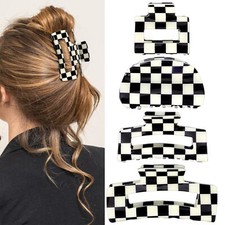 4Pcs Checkered Hair Claw Clips Non Slip Hair Jaw Clip for Thick Thin Curly St...