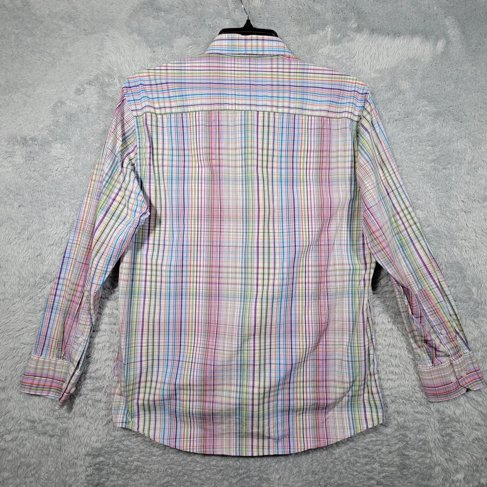 Camisa Tallia Para Hombre Grande 16.5 Cuadros Algodón Borde Floral Abotonada Manga Larga Foto 2 de 4