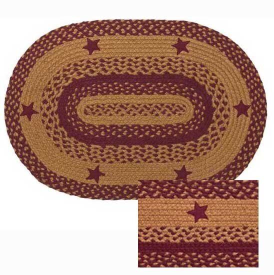 Star Wine Braided Area Rug By IHF Rugs. Oval & Rectangle. Many Sizes. Red/Tan - Picture 6 of 7