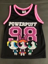 Powerpuff Girls Cartoon Network Baseball Jersey Womens Large White Short Sleeve