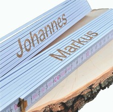 Zollstock mit Namen Meterstab 2m Gravur BEIDSEITIG Geschenk Geburtstag wei&szlig;