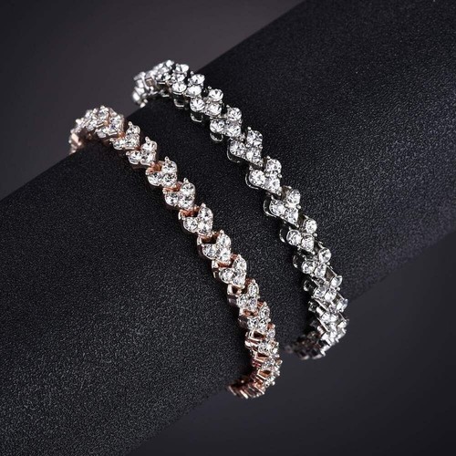 Ladies Silver Crystal Rhinestone Bangle Bracelet Wedding Bridal Jewellery Girls - Picture 7 of 15