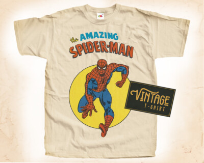 70s the AMAZING SPIDER-MAN VINTAGE Tシャツ The Amazing SpiderMan Vintage T Shirt for Men NATURAL S-5XL