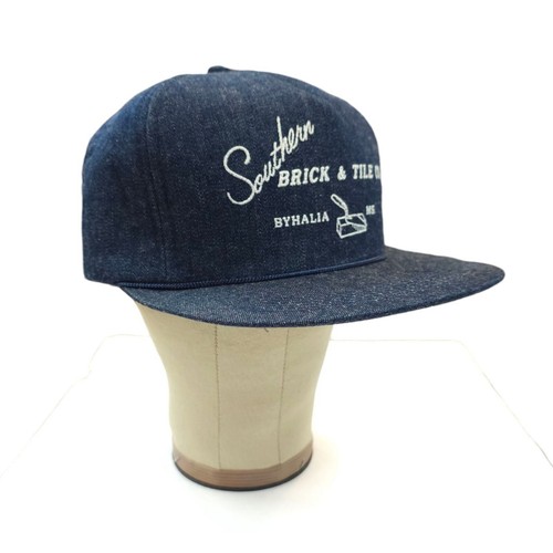 Southern Brick Tile Byhalia MS Denim Snapback Cap Vintage 80s Trucker Foam Hat - Picture 3 of 13