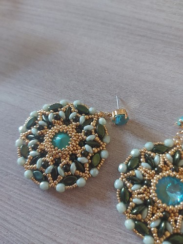 Orecchini Artigianali Verde E Azzurro - Foto 3 di 3