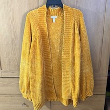 Leith Nordstrom Golden Yellow Soft Chenille Balloon Sleeve Oversized Cardigan