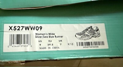 Apex X527 Women Boss Runner SZ 9 Wide Silver/ Blue Orthopedic Shoe NEW BOX TORN