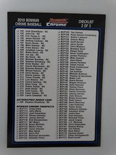 2010 Bowman Chrome #2 of 3 Unmarked Checklist Baseball Card
