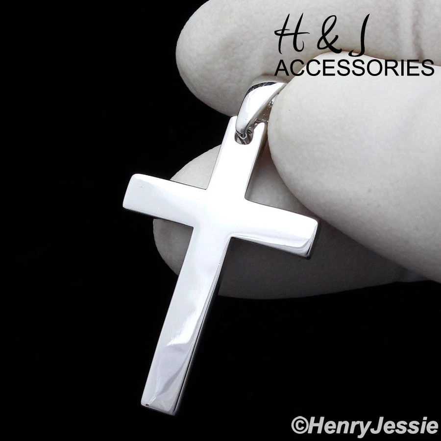 HOMBRE MUJER PLATA ESTERLINA 925 SIMPLE PLATA LISA CRUZ COLGANTE*ASP194 Foto 2 de 4