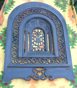 Antique Cast Iron Decorated Fireplace Front Summer Cover Screen Ebay