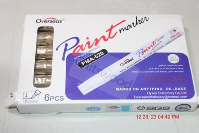 Overseas Paint Marker 6 Gold Colored Oil Based Fine Point Pen Permanent PMA-520