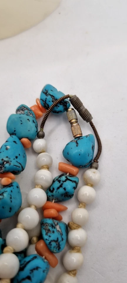CORALLO AGATA BIANCA PIETRE TURCHESE PIETRE DURE COLLANE LOTTO - Immagine 3 di 4