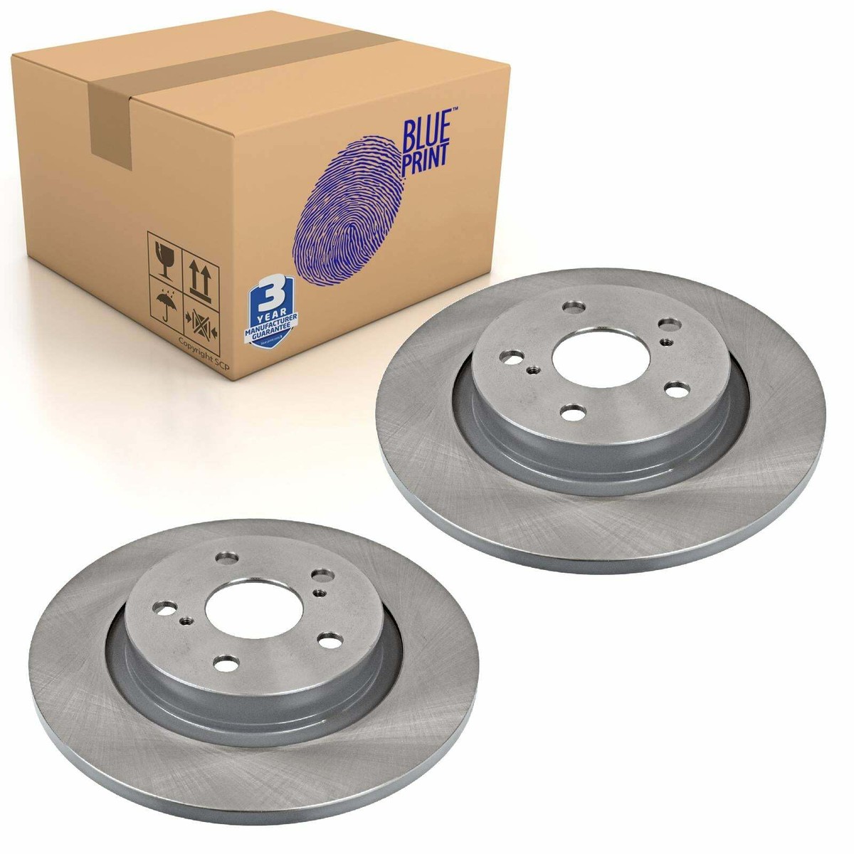 Pair of Rear Brake Disc Fits Toyota Avensis Wagon Blue Print